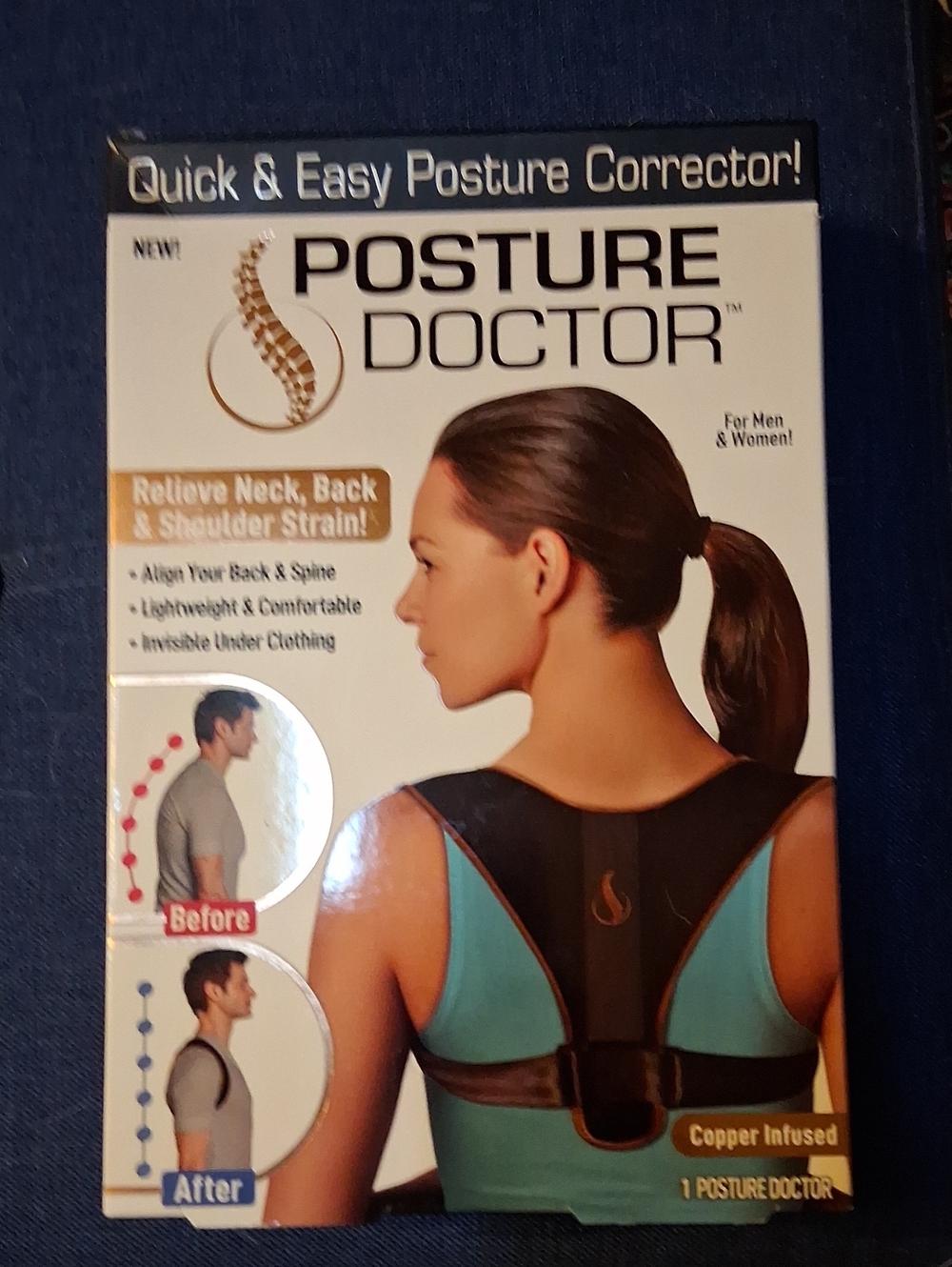 As Seen On TV Posture Doctor Back Support in Black and Teal